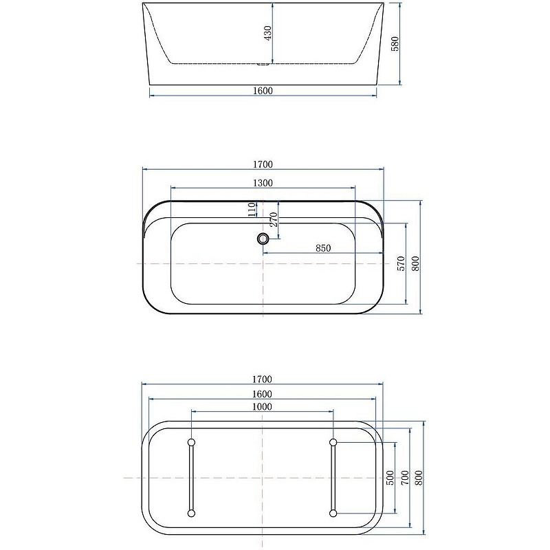 Ванна акриловая Allen Brau Infinity 1 170x80 2.21001.20 белый глянец-image-3