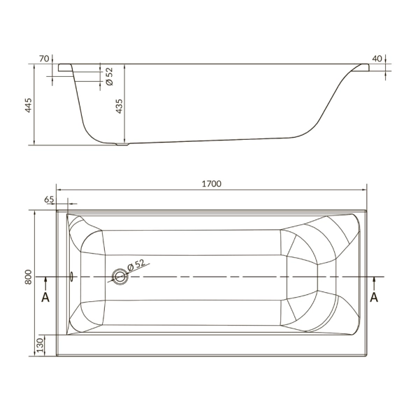 Ванна акриловая Cersanit Smart 170x80 правосторонняя-image-4