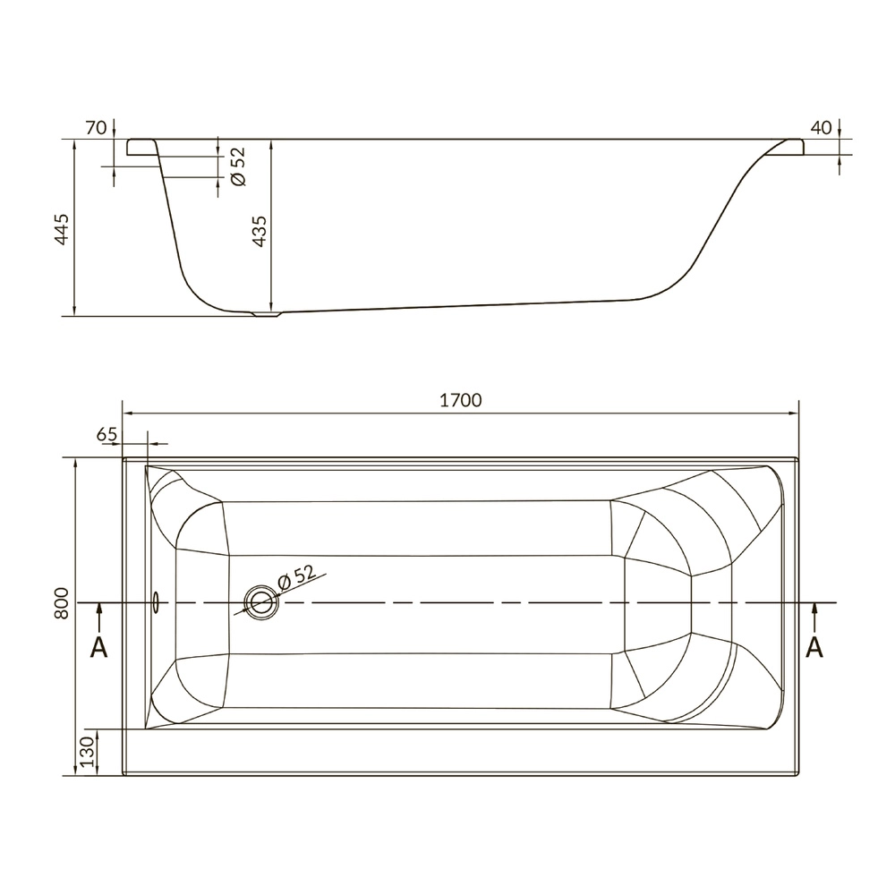 Ванна акриловая Cersanit Smart 170x80 правосторонняя-image-4