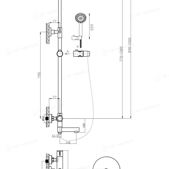 Душевая система Agger Thermo A2461100 термостат. пов.излив-image-1