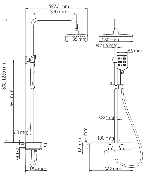 Душевая система WasserKraft A11301 Thermo термостат-image-2