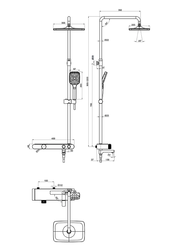Душ система Cersanit VIVO 64089 термост-image-6