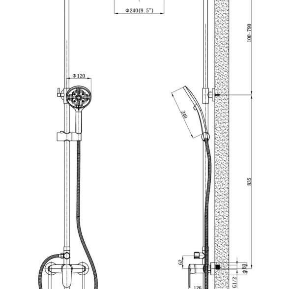 Душевая система со смесит. ESKO Лагос графит/Lagos Gun Metal ST205LGGM-image-1