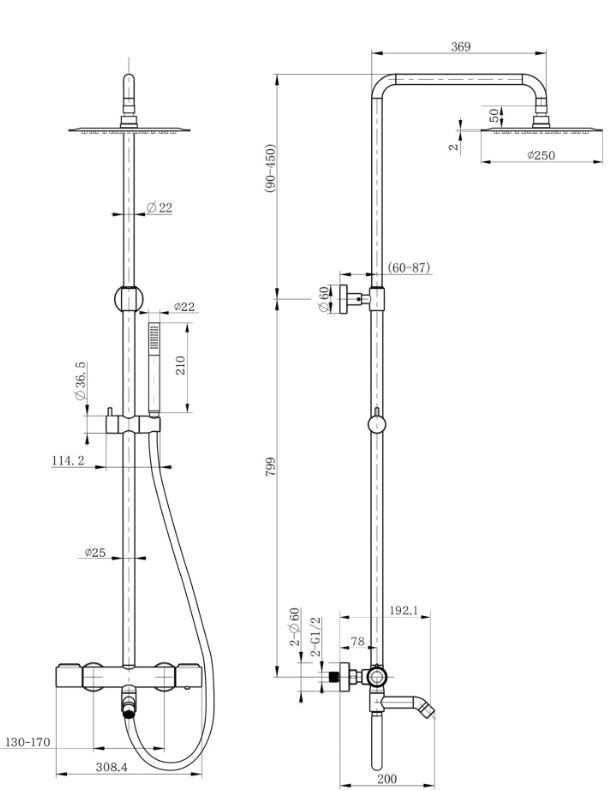 Душевая система Paini Cox 78PW687THSSD250F1B никель брашированный PVD-image-2