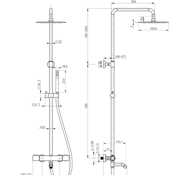 Душевая система Paini Cox 78PZ687THSSD250F1B черный брашированный PVD-image-1