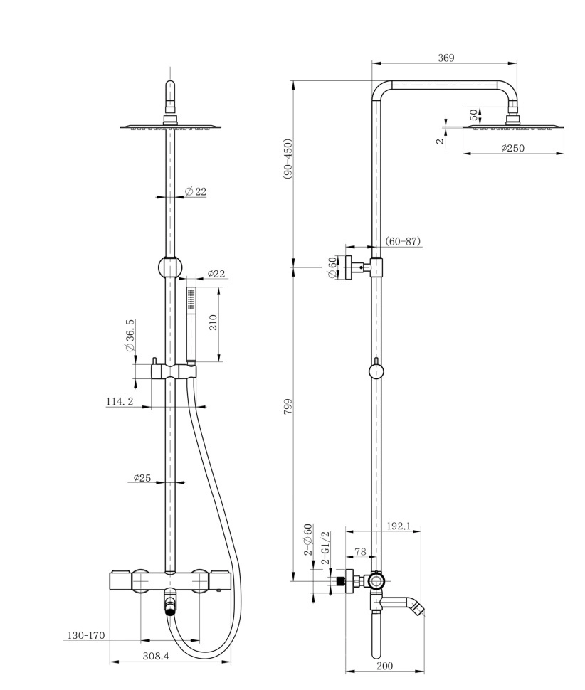 Душевая система Paini Cox 78PZ687THSSD250F1B черный брашированный PVD-image-1