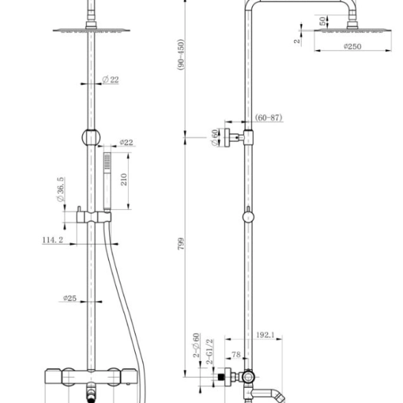Душевая система Paini Cox 78PJ687THSSD250F1B золото брашированное PVD-image-1