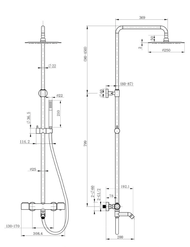 Душевая система Paini Cox 78PJ687THSSD250F1B золото брашированное PVD-image-1