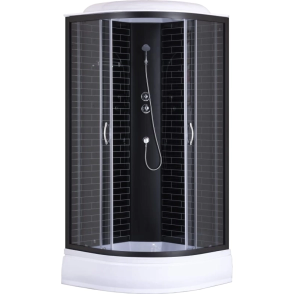Кабина душ. Loranto CS-6610-25GB 100х100х215 черный кирпичный узор поддон 25 см