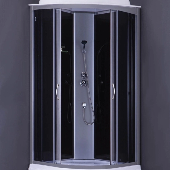 Кабина душ. CS-6610-25G 100*100*215 CП ст.4мм черная