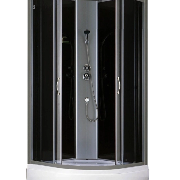 Кабина душ. CS-6610-25G 100*100*215 CП ст.4мм черная