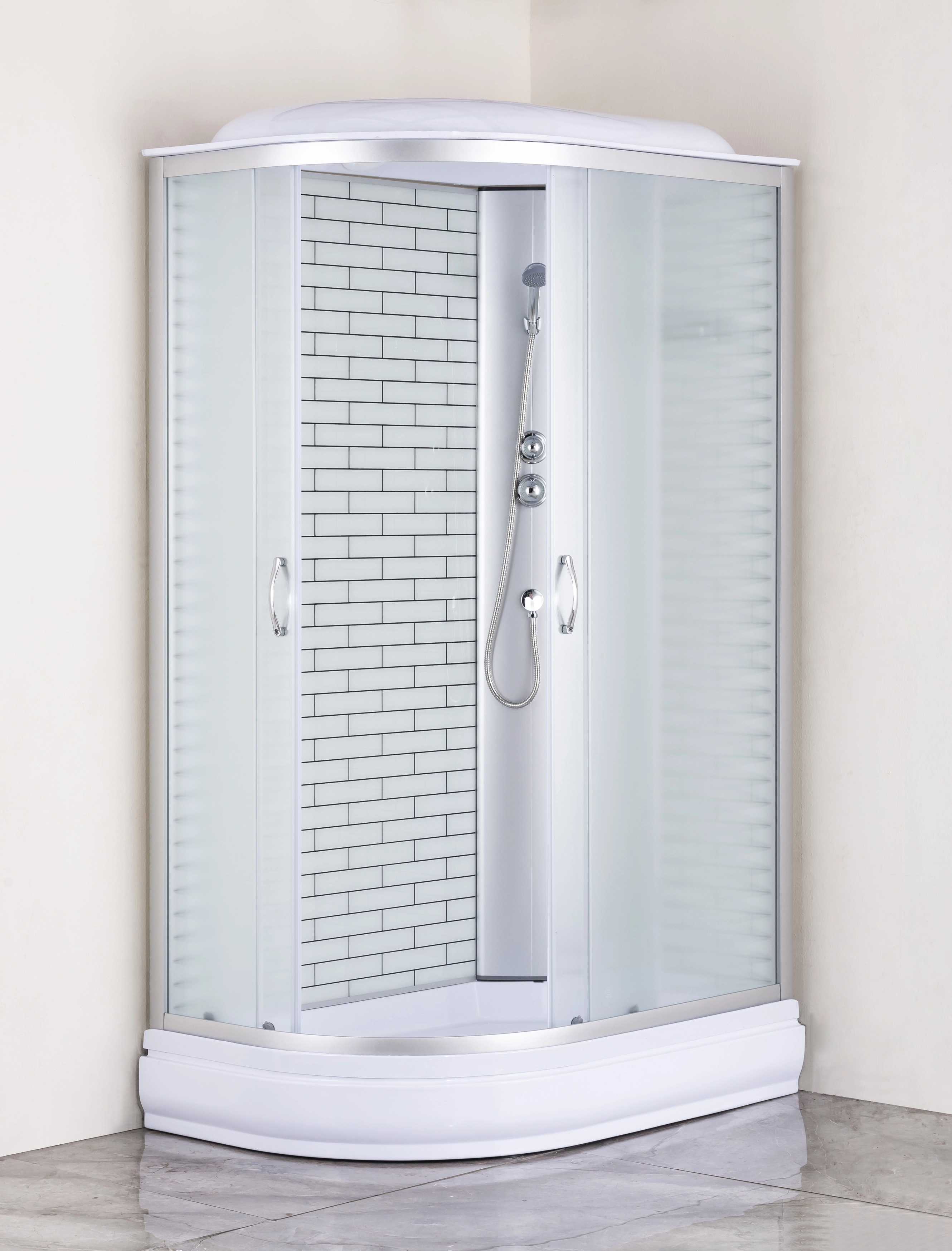 Кабина душевая CS-66120-20R FW 120x80x215 НП кирпичный узор 4мм 00078795-image-1