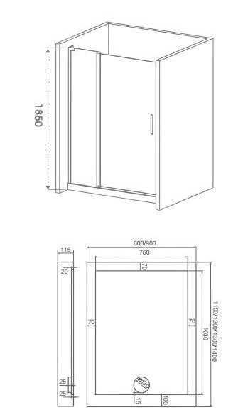 Душевое ограждение Pandora WTW-140-T-CH (L/R) 140 ? 185 прозрачное стекло-image-2