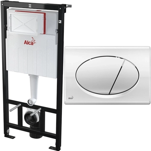 Сист. инстал. AlcaPlast AM101/1120+кн.M671 хром.гл+пл.M91