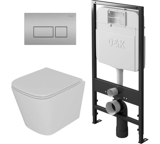 Комплект сист.инст. D&K DS1431603+унитаз+кл. хром мат