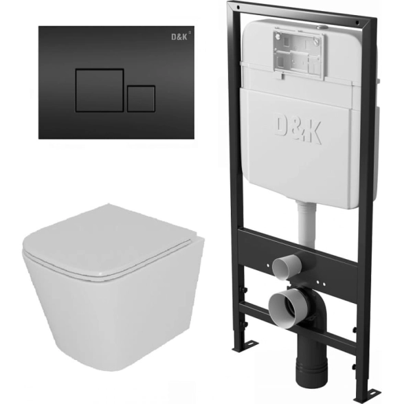 Комплект системы инсталляции  D&K DS1391619+унитаз+клавиша черная