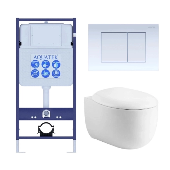 Сет 4в1 AQUATEK альтаир cm-009 рама INS-0000012, крепления KKI-0000002, кнопка KDI-0000009, унитаз AQ1980-00