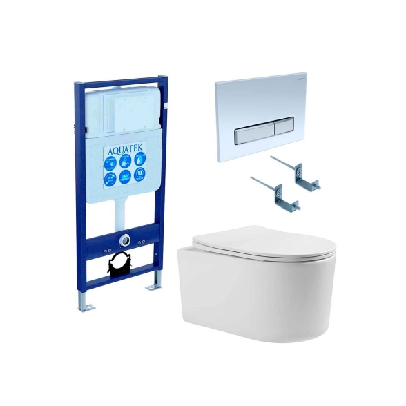 Сет 4в1 AQUATEK мия: рама INS-0000012, крепления KKI-0000002, клавиша KDI-0000022, унитаз AQ2004-00