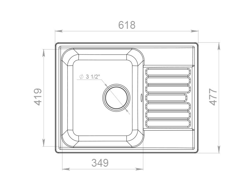 Мойка Granfest Quarz Eco Стандарт 13 620x480мм белый без сифона-image-2