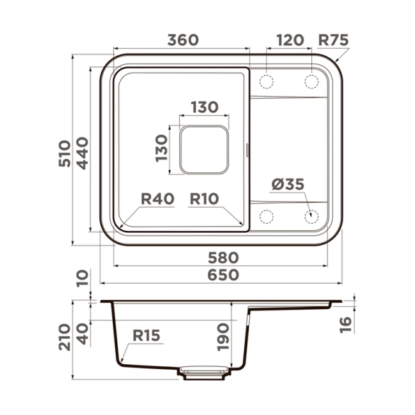 Мойка Omoikiri Tasogare 65-DC 65x51 темный шоколад-image-1