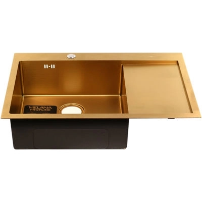 Мойка нерж AISI 304 MLN 780х510х200 золот L + сифон