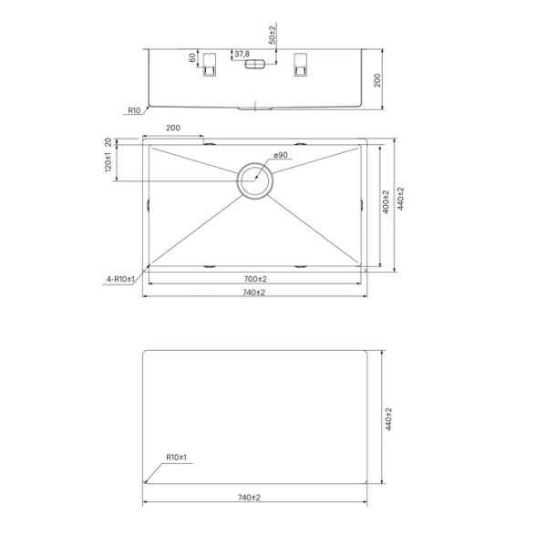 Мойка нержавеющая IDDIS Edifice EDI74B0i77 740x440x200 золото-image-2