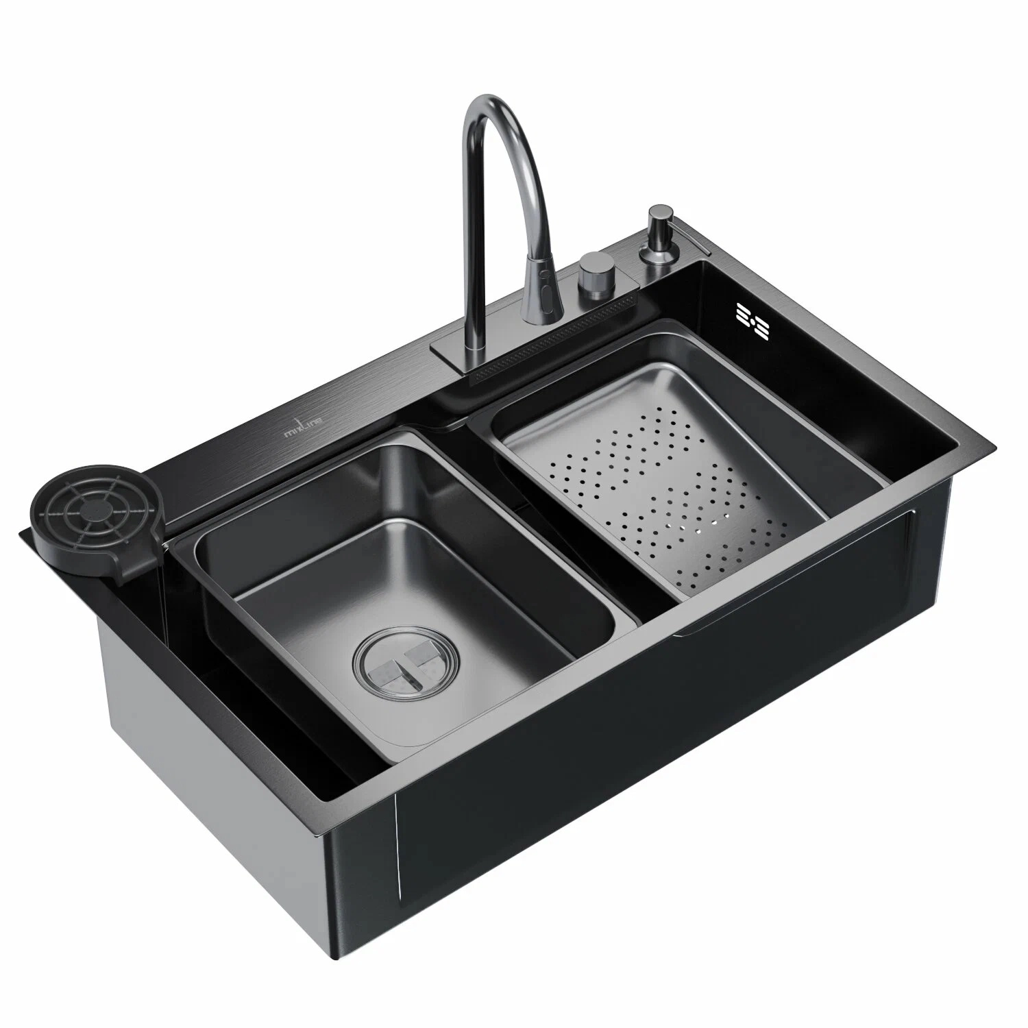 Мойка настол.монт. Mixline Pro 75*46 вып 3 1/2 ч.граф сиф+доз+смес+кол+д/р+о/с
