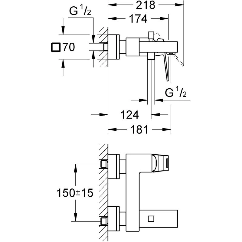 Смеситель д/в Гроэ (Grohe) Еврокуб 23140000-image-2