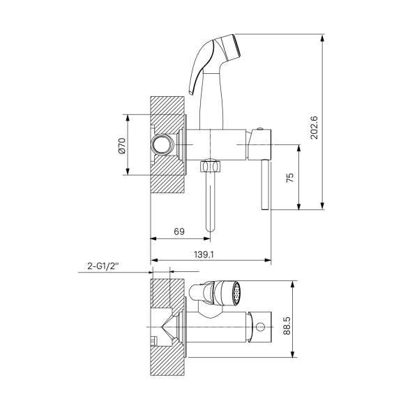 Смеситель для ванны Milardo 001BLR0M08 черный матовый 25к
