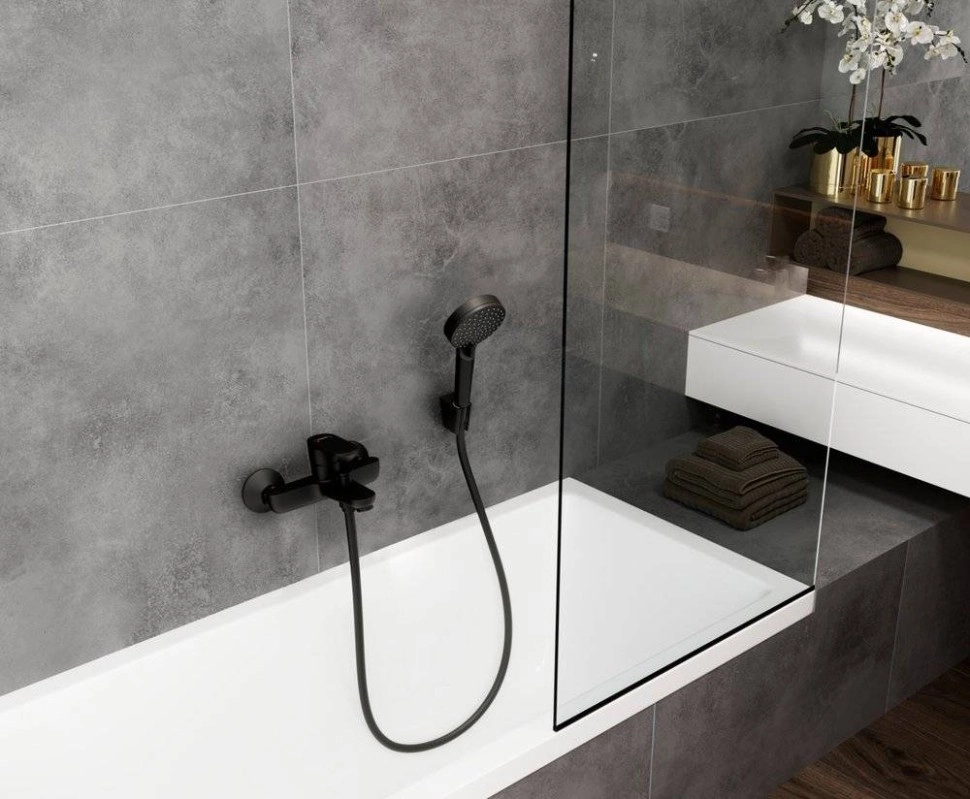 Смеситель для ванны Hansgrohe Vernis Blend черный матовый-image-1