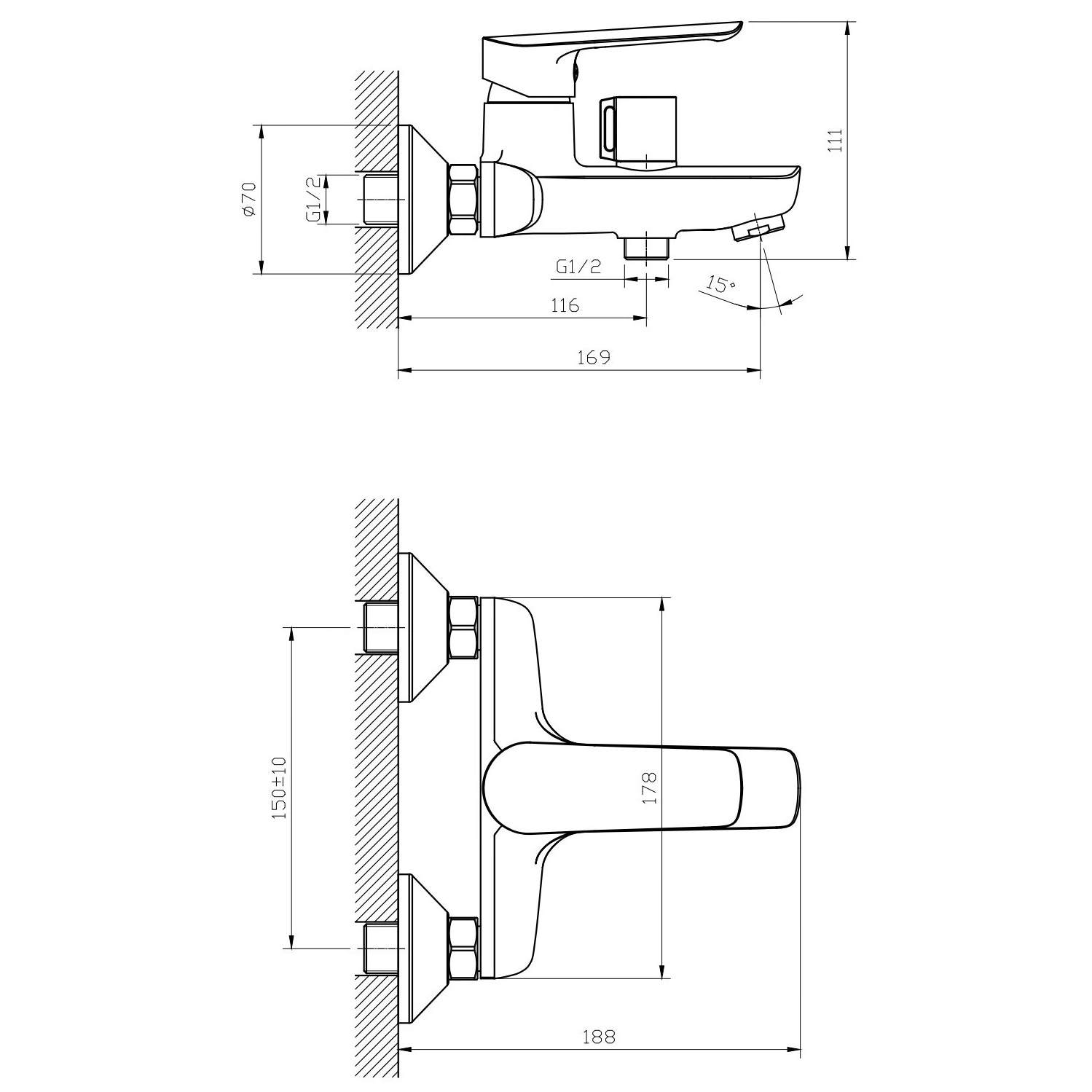 Смеситель д/в Esko Лагос черный/Lagos black LG54AB/LG54B с акс.-image-1