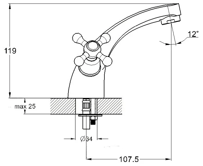 Смеситель в/у 1/2 кер Glauf QMT1-A722-image-1