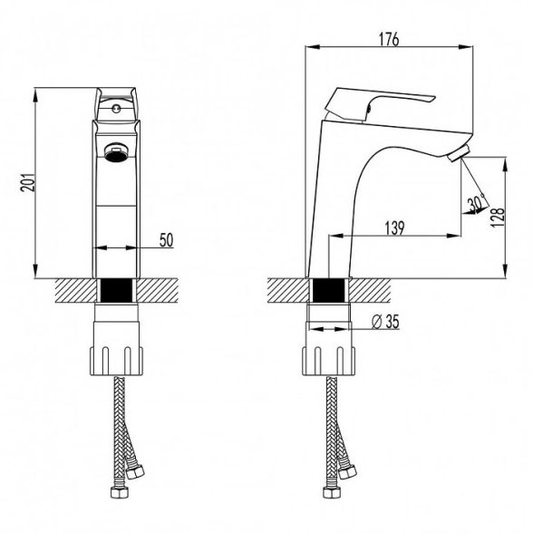 Смеситель д/у Lemark Юнит LM4537C монолит-image-1