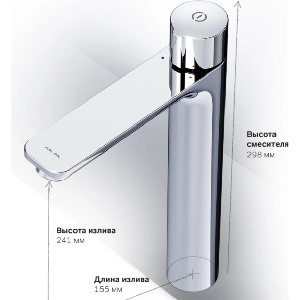 Смеситель д/у Am.Pm X-Joy F85A92500 TouchReel выс.хром-image-6