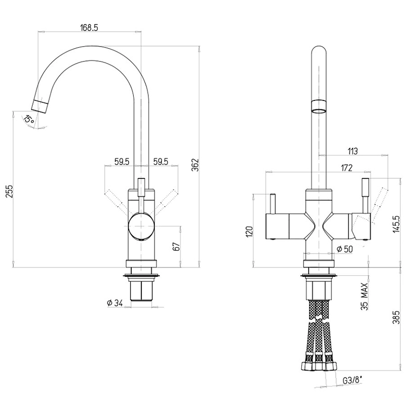 Смеситель для мойки Paini Cox 7855643CR3V11L2KM-image-3