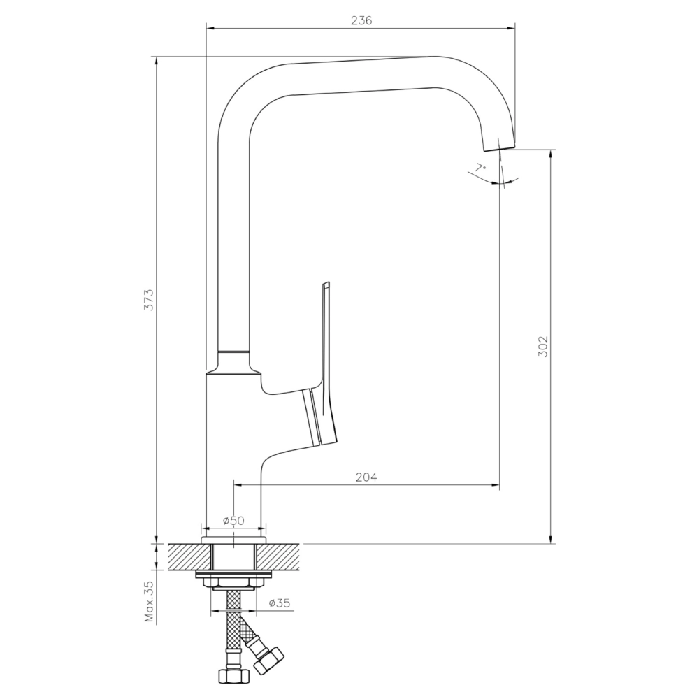 Смеситель В/М Mixline ML24-032 Unito 35k выс.изл. бок.руч-image-4