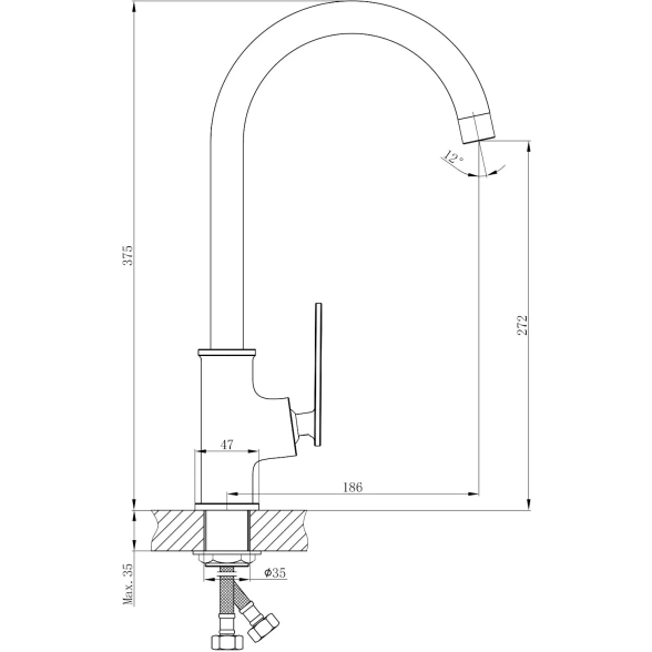 Смеситель В/М Mixline ML28-032 Energy 30k выс.изл.бок.руч-image-4