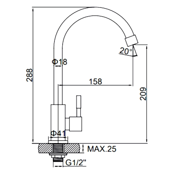 Смеситель для мойки LEDEME МОНО d-35 74195-image-7