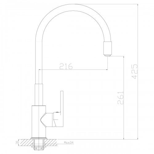 Смеситель для мойки с гибким изливом Rossinka Z35-35U-Gray-image-1