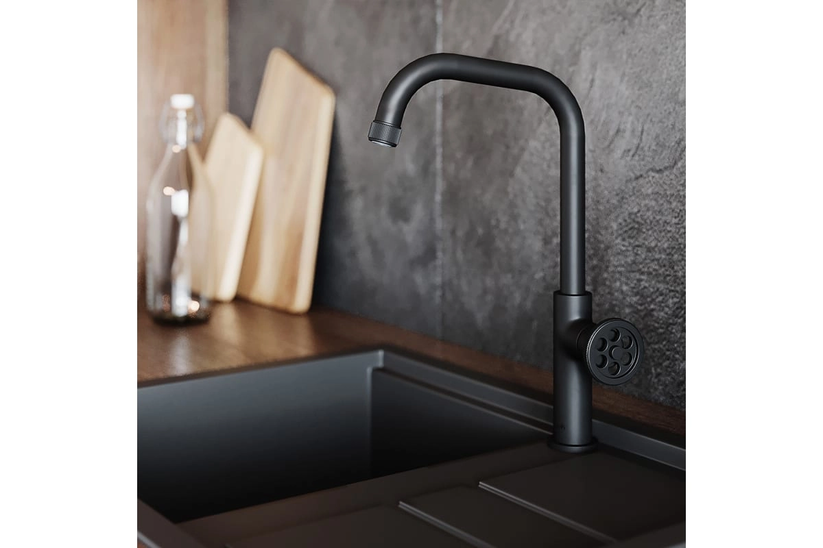 Смеситель для мойки IDDIS Grange GRABL00i05 высокий излив черный-image-1