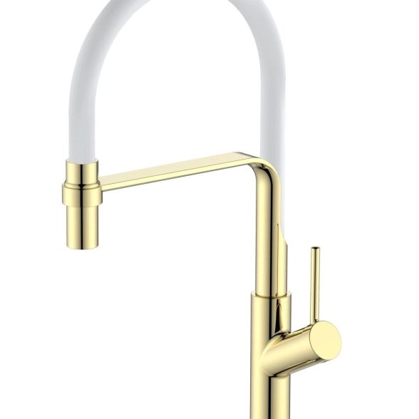 Смеситель для мойки Esko Gold K50GW гибкий излив белый