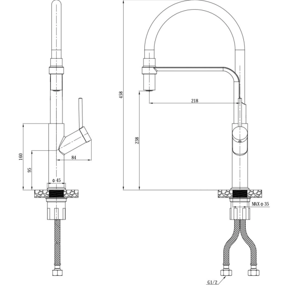 Смеситель для мойки Esko Gold K50GW гибкий излив белый-image-1