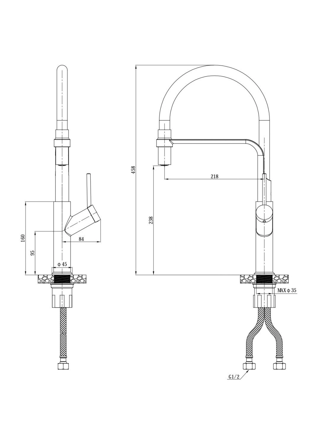 Смеситель д/м Esko Кухня/Kitchen K50GW золото/белый-image-1
