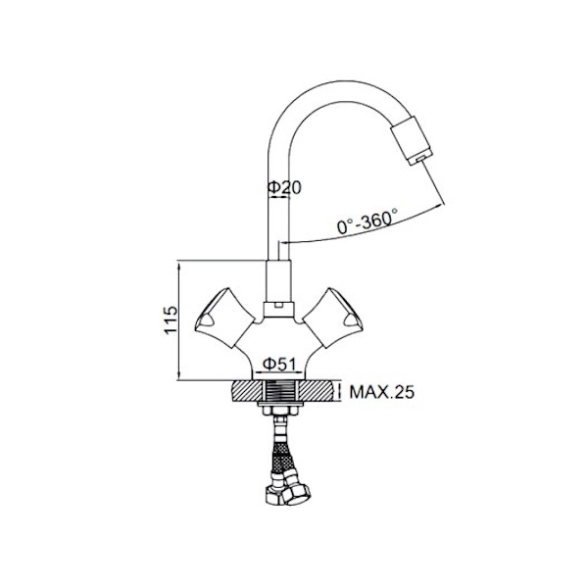 Смеситель для мойки LEDEME МАКСИ 4022-2 черный/хром-image-1