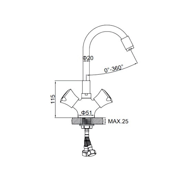 Смеситель для мойки LEDEME МАКСИ 4022-2 черный/хром-image-1