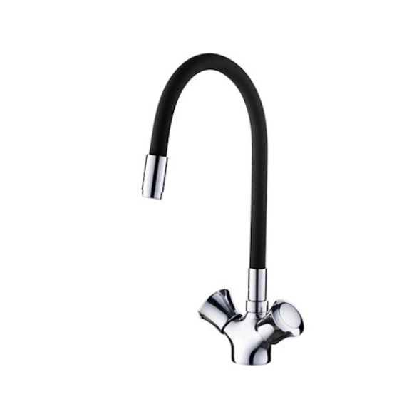 Смеситель для мойки LEDEME МАКСИ 4022-2 черный/хром