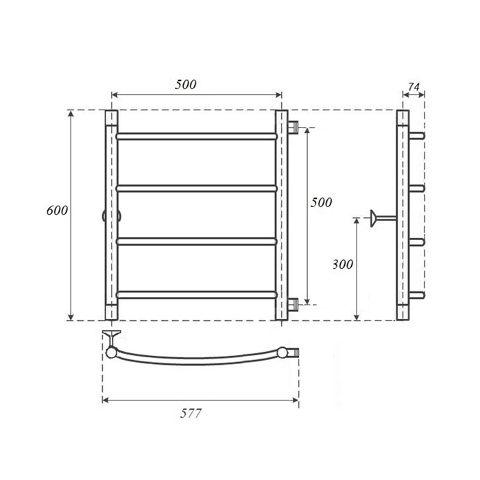 Пол/сушитель ZOX ЛЦ 60x50*50 ДУГА бок.подкл.-image-1