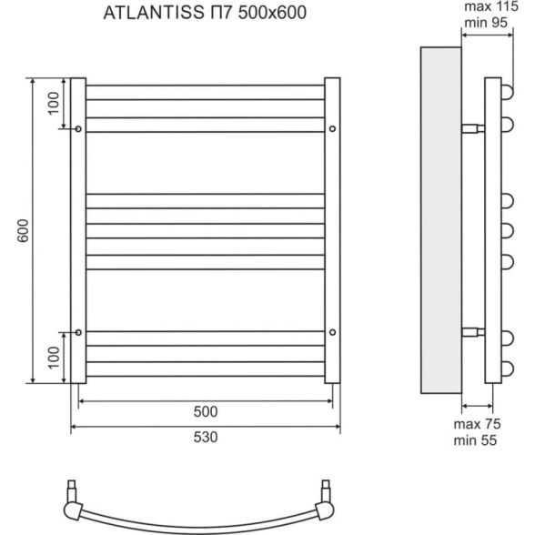 Полотенцесушитель водяной Lemark Atlantiss П7 LM32607R 500x600-image-2