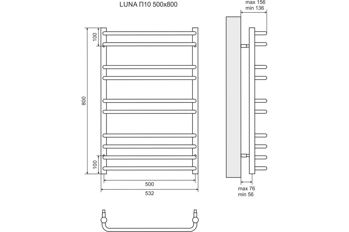 Полотенцесушитель водяной Lemark Luna LM41810 П10 500x800-image-3