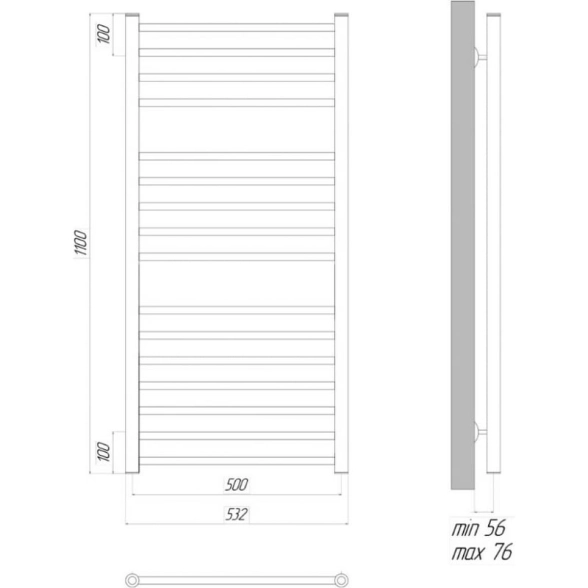 Полотенцесушитель водяной Lemark Ursus П16 LM72116BL 500x1100 черный-image-2
